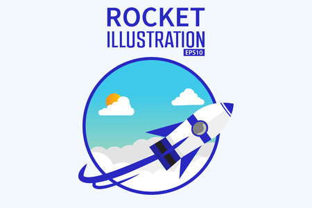 Cartoonist 3d Rocket Background illustration concept Design Vectorのイラスト素材