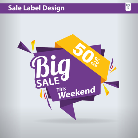 Big Sale label 50% offer discount, Big Sale Tagのイラスト素材