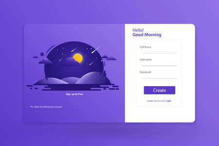 Sing up Form Landing Page Design Template Concept Vector Illustrationのイラスト素材