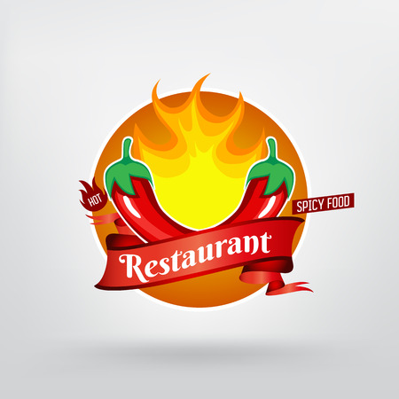 Hot Chilli Pepper Restaurant Vector Concept Logo Designのイラスト素材