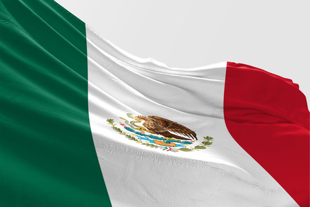 Isolated Mexican Flag waving 3d Realistic Mexican Flag Renderedの写真素材