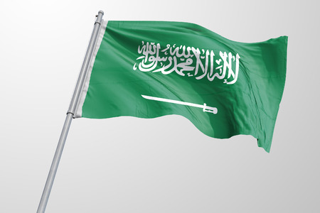 Isolated Saudi Arabia Flag waving 3d Realistic Saudi Arabian Flag Renderedの写真素材