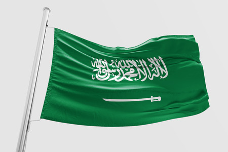 Isolated Saudi Arabia Flag waving 3d Realistic Saudi Arabian Flag Renderedの写真素材