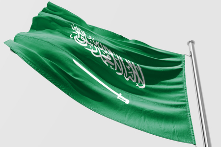 Isolated Saudi Arabia Flag waving 3d Realistic Saudi Arabian Flag Renderedの写真素材