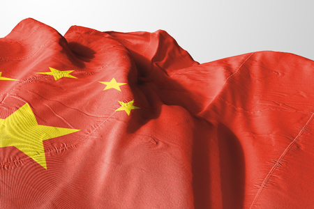 Isolated China Flag waving 3d Realistic China Flag Renderedの写真素材