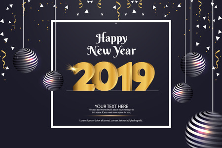 Happy New Year 2019 Sale Abstract Vector Background Template Designのイラスト素材