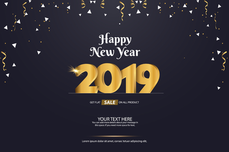 Happy New Year 2019 Sale Abstract Vector Background Template Designのイラスト素材