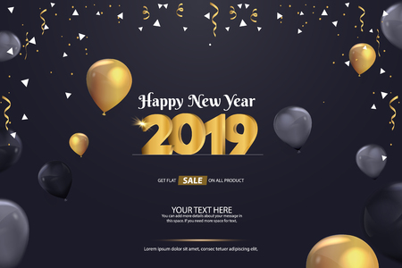 Happy New Year 2019 Sale Abstract Vector Background Template Designのイラスト素材