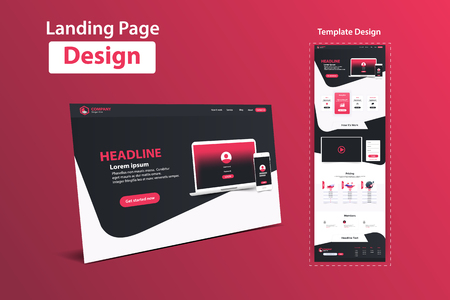 Website Landing Page Design Web Analytics Website Vector Template Designのイラスト素材