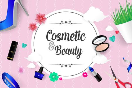 Beautiful Cosmetic and Beauty Vector Background Illustrationのイラスト素材