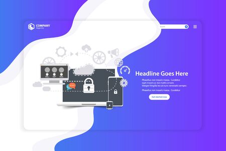 Flat Design Website Landing Page Vector Templateのイラスト素材