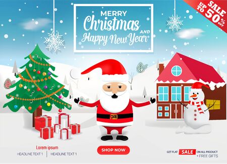 Christmas sale banner template with new yearのイラスト素材
