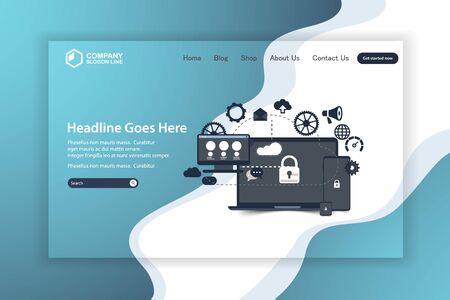 Flat Design Website Landing Page Vector Templateのイラスト素材