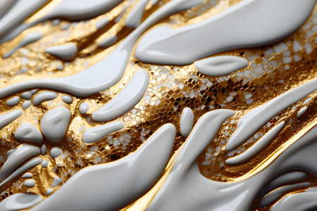 Abstract background with golden and white stripes, close-upの素材