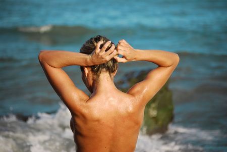 sexy woman in the beachの写真素材