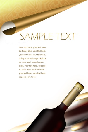 illustrated wine bottle. drinks menu の写真素材