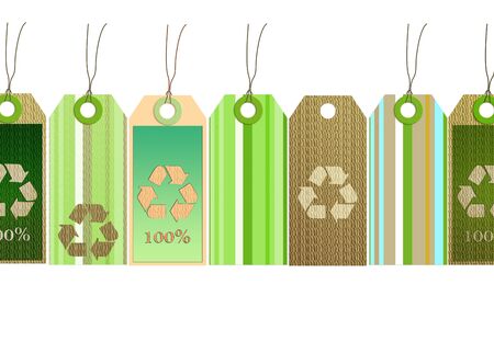 tags design recycling symbol, green, blue, stripesの写真素材