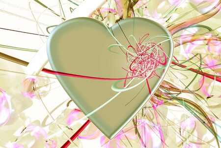  Heart  green and pinkの写真素材