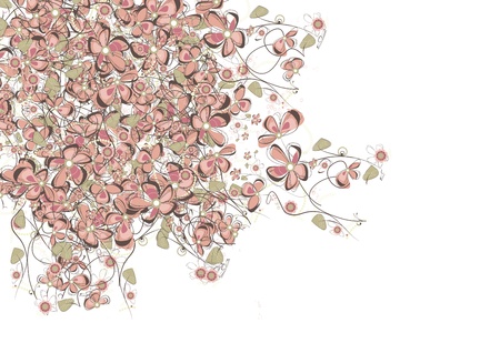 pink flowers, horizontal card illustrationの写真素材