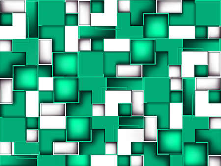 Abstract background with green cubes, white and depth  illustrationの写真素材