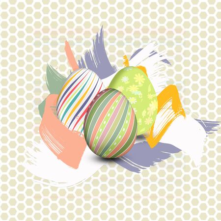 Three Easter eggs painted with brushstrokes funds  illustrationのイラスト素材