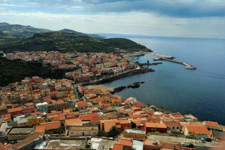 Aerial view of the Mediterranean town, a seaside. Castelsardo. Sardegna. Italyの写真素材