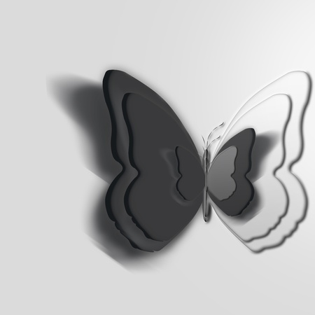 Butterflies stacked, taking off the wings on paper. black and gray colorsのイラスト素材