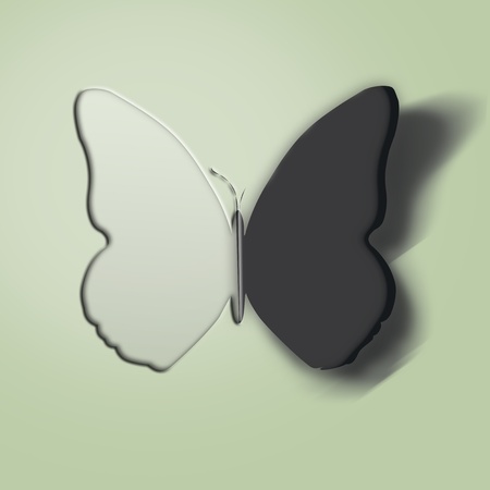 Butterfly taking off the wings on paper. black and green colors.のイラスト素材