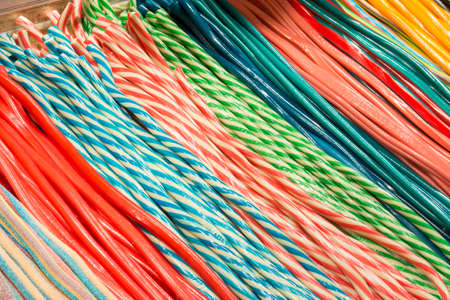 detail of a colorful ties candy, fruit, Would make an ideal place for any sweet background related work の写真素材