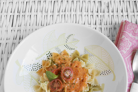 casserole, Italian filled pasta with tomato, rustic backgroundの写真素材