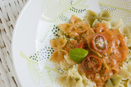 casserole, Italian filled pasta with tomato on background  rusticの写真素材