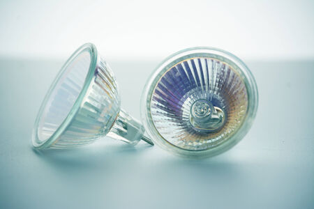 two light-emitting diode lamps, in blue toneの写真素材