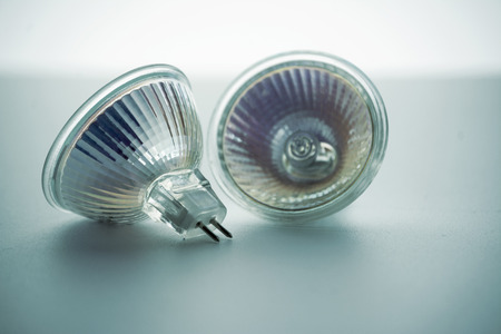 two light-emitting diode lamps, in blue toneの写真素材