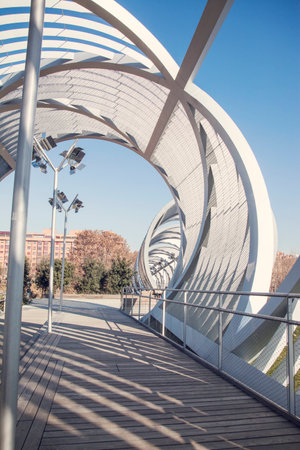Arganzuela Bridge in Madrid Rio Park, Madrid, Spain. の写真素材