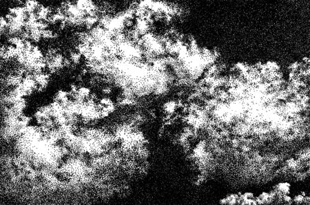 Beautiful dashed hand draw clouds in the sky. Pen and ink renaissance book etching / engraving style illustration. Line art with lights and shadows.の写真素材