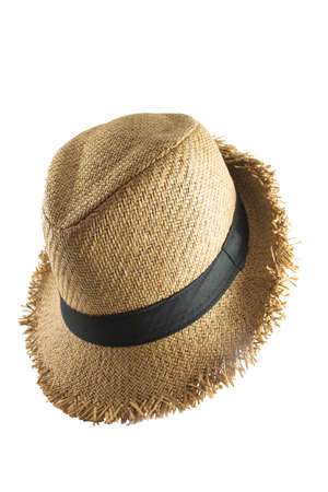 Straw hat on white backgroundの写真素材