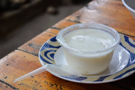 coconut jelly in fresh milkの写真素材