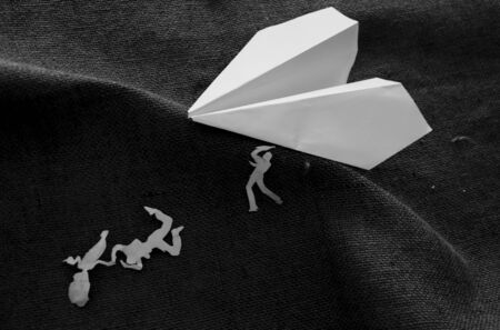 paper Plane crash conceptの写真素材