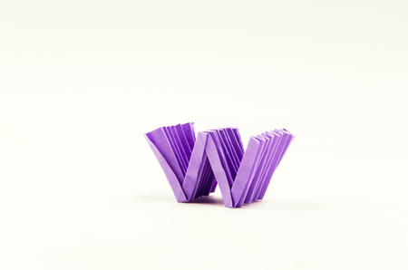 English letter W handmade cubic Origamiの写真素材