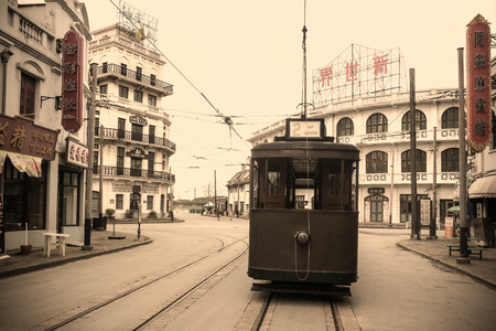 Old photos of the street view of the Republic of Chinaのeditorial素材