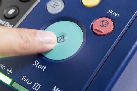 Start button on printerの写真素材