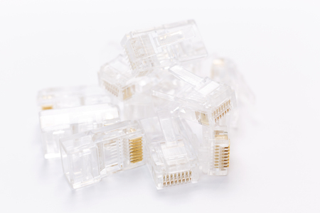 RJ45 with Lan Cable on a white backgroundの写真素材