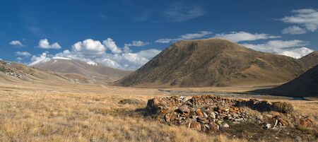 The ruins of ancient buildings in the mountainsの写真素材