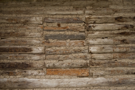 Window to the log wall logs mortgagedの写真素材