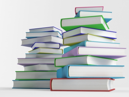 Colorful books without titles on white backgroundの写真素材
