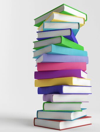 Colorful books without titles on white backgroundの写真素材