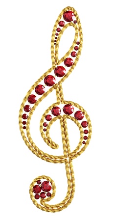 Golden decoration with ruby ââas the treble clefの写真素材