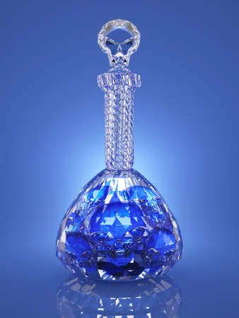 Crystal vessel with content in the form of blue skullsの写真素材