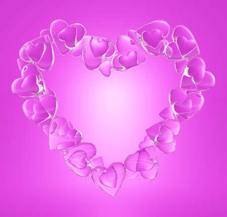 Little hearts are laid out in the form of a big heartの写真素材