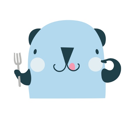 Illustration of a cute greedy dog のイラスト素材